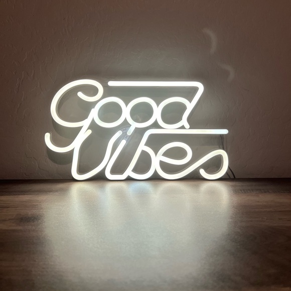 Room Essentials Accents Good Vibes Led Neon Wall Sign White Room